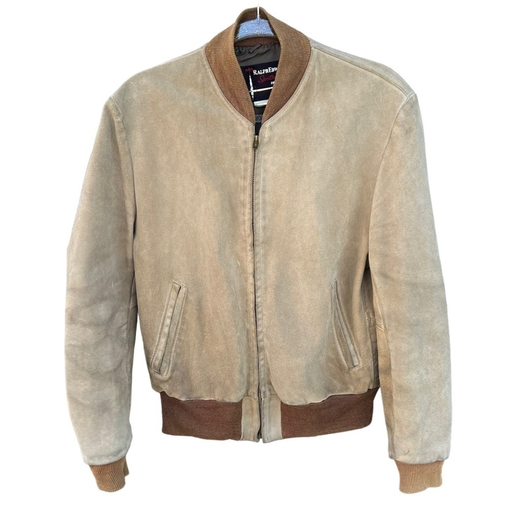 Vintage 60’s Ralph Edwards Sportswear Suede Bomber Jacket Talon Zipper Camel GUC